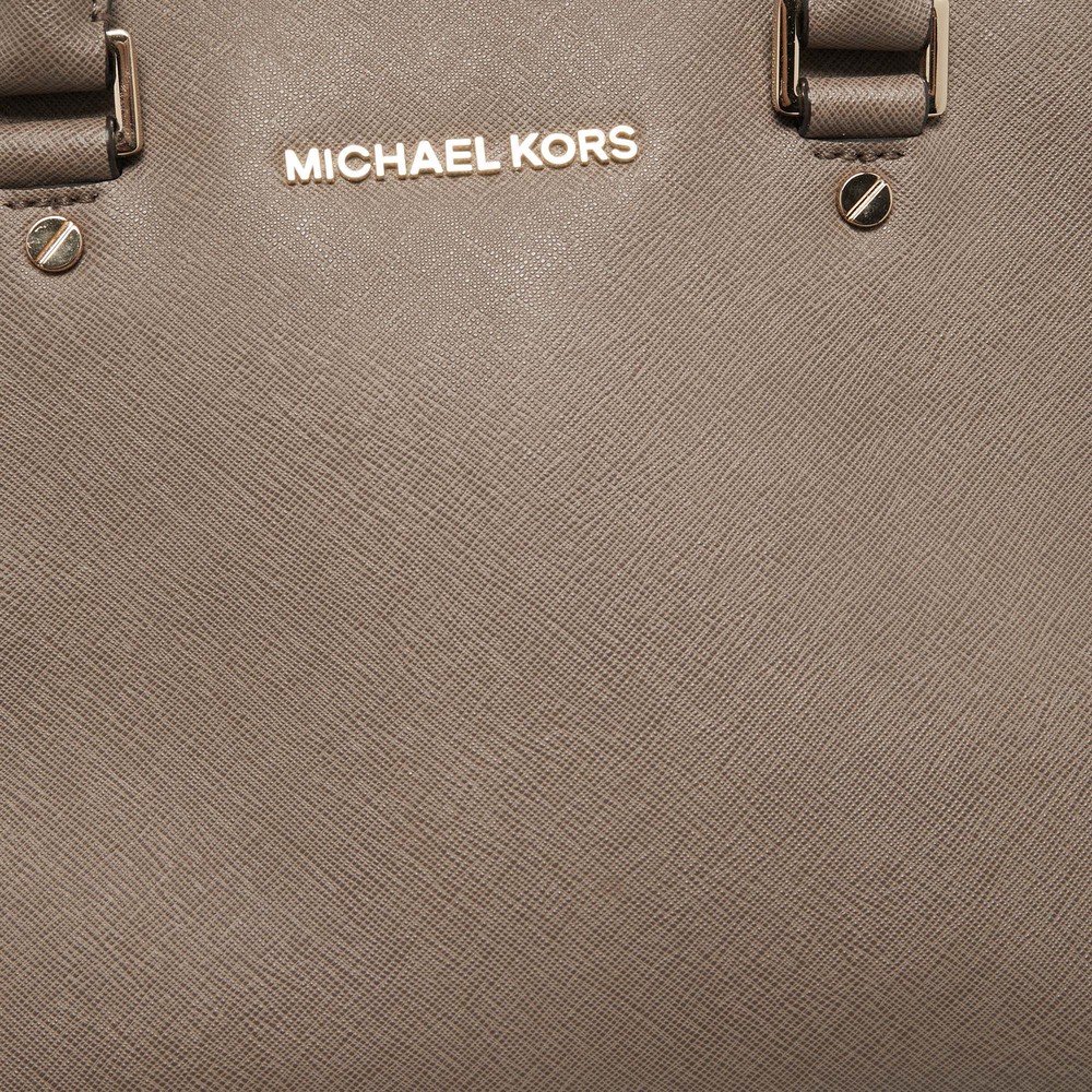MICHAEL MICHAEL KORS Dark Beige Saffiano Leather Medium Selma Tote - Picture 5 of 8